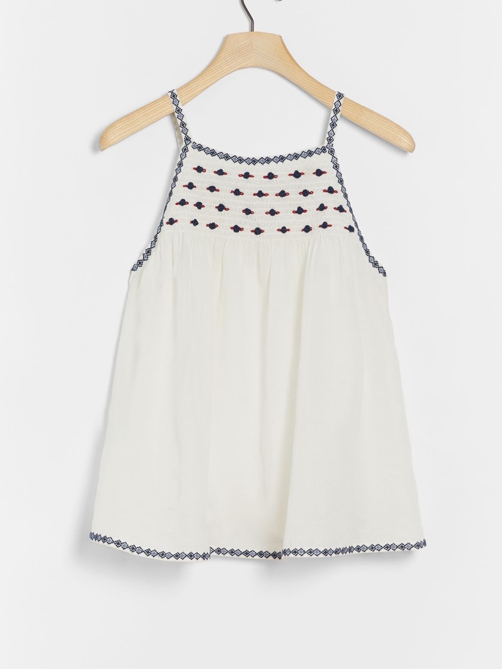 Anthropologie pilcro Harlee White Tank Top with Navy Embroidery
